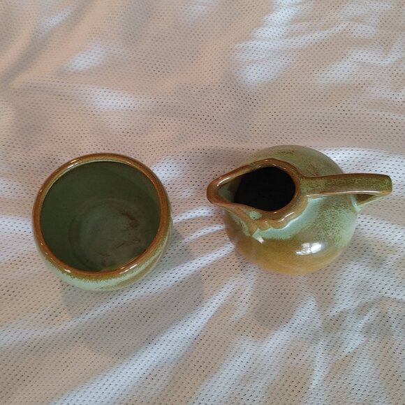 Vintage Frankoma Creamer Mini Pitcher & Open Sugar Bowl; Prarie  (553 & 504) - Picture 2 of 8
